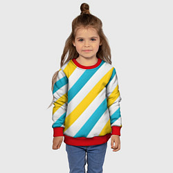 Свитшот детский Желтые и синие полосы, цвет: 3D-красный — фото 2
