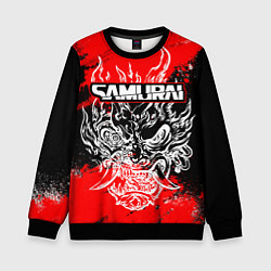 Свитшот детский Самурай - Маска Они - киберпанк, цвет: 3D-черный