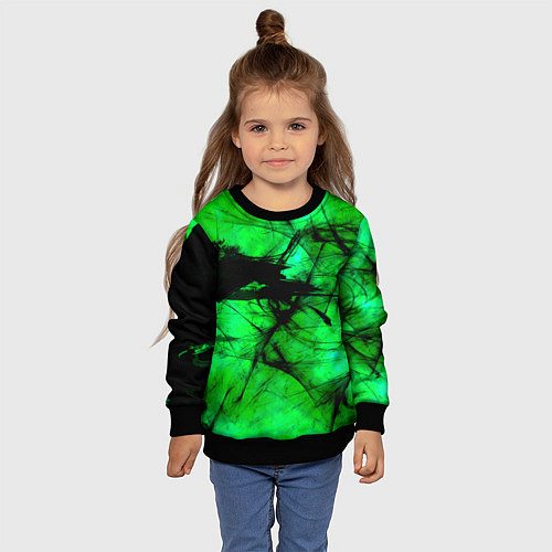 Детский свитшот Зеленый фантом / 3D-Черный – фото 4