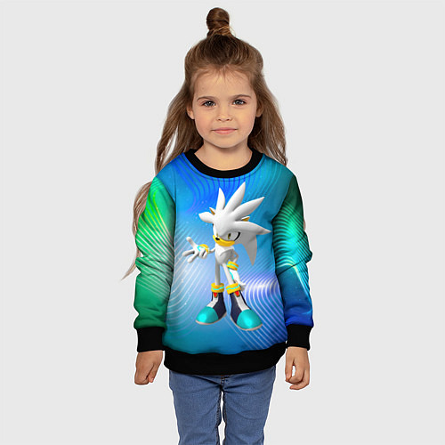 Детский свитшот Соник серебряный / 3D-Черный – фото 4