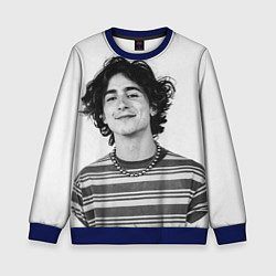 Свитшот детский Timothee Chalamet black white photo, цвет: 3D-синий