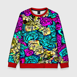 Свитшот детский Психоделические манулы, цвет: 3D-красный