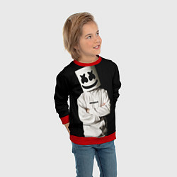 Свитшот детский Marshmello на чёрном фоне, цвет: 3D-красный — фото 2