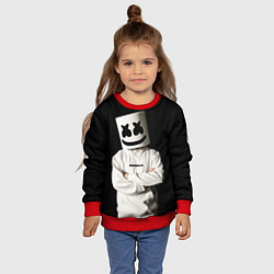 Свитшот детский Marshmello на чёрном фоне, цвет: 3D-красный — фото 2