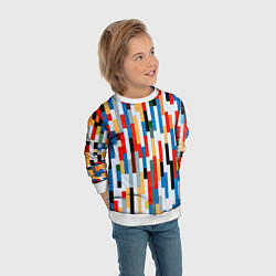 Свитшот детский Геометрическое множество разноцветных блоков, цвет: 3D-белый — фото 2