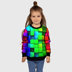 Свитшот детский Цветные неоновые кубы, цвет: 3D-черный — фото 2