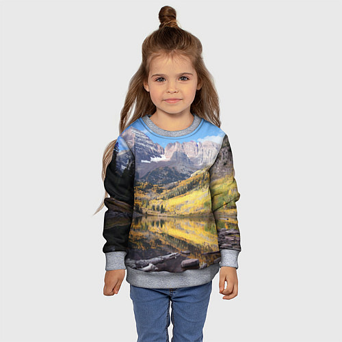 Детский свитшот Красивая река между гор / 3D-Меланж – фото 4