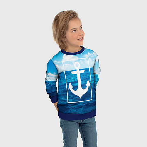 Детский свитшот Anchor - marine theme / 3D-Синий – фото 3