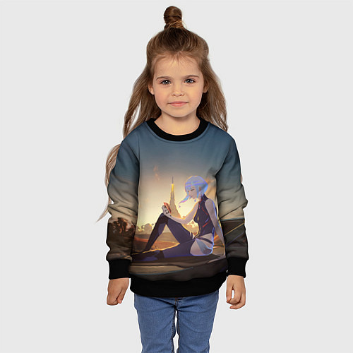 Детский свитшот Грустная Люси / 3D-Черный – фото 4