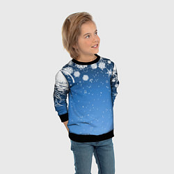 Свитшот детский Снежный узор на синем фоне, цвет: 3D-черный — фото 2