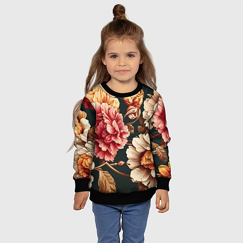 Детский свитшот Цветы в стиле рококо / 3D-Черный – фото 4