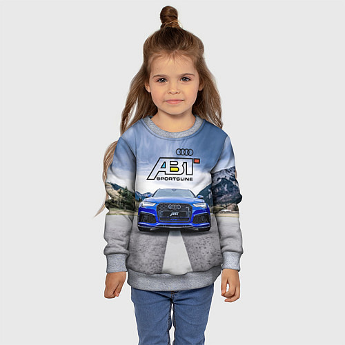 Детский свитшот Audi ABT - sportsline на трассе / 3D-Меланж – фото 4