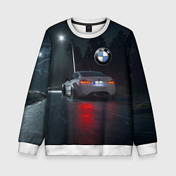 Свитшот детский Крутая бэха на ночной трассе, цвет: 3D-белый