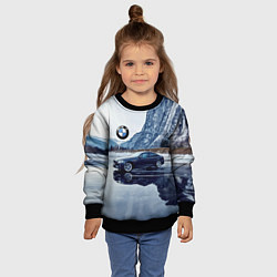 Свитшот детский БМВ у горного озера, цвет: 3D-черный — фото 2