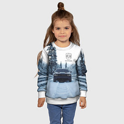 Свитшот детский Dodge in winter forest, цвет: 3D-белый — фото 2