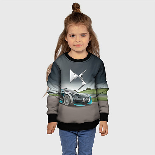 Детский свитшот Citroen DS Spirit - скоростной режим / 3D-Черный – фото 4