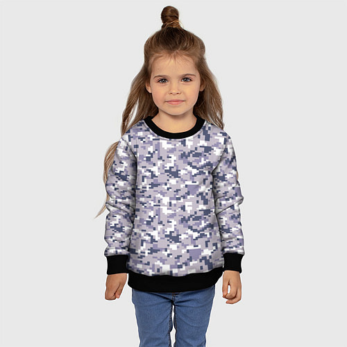 Детский свитшот Камуфляж ACUpat серый пиксель / 3D-Черный – фото 4
