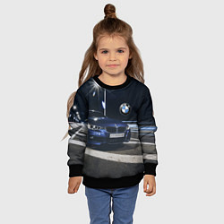 Свитшот детский BMW на ночной трассе, цвет: 3D-черный — фото 2