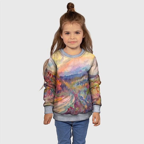 Детский свитшот Осенний пейзаж акварель / 3D-Меланж – фото 4