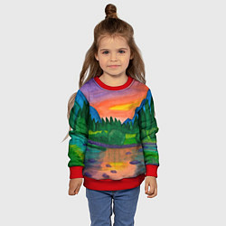 Свитшот детский Закат на реке, цвет: 3D-красный — фото 2