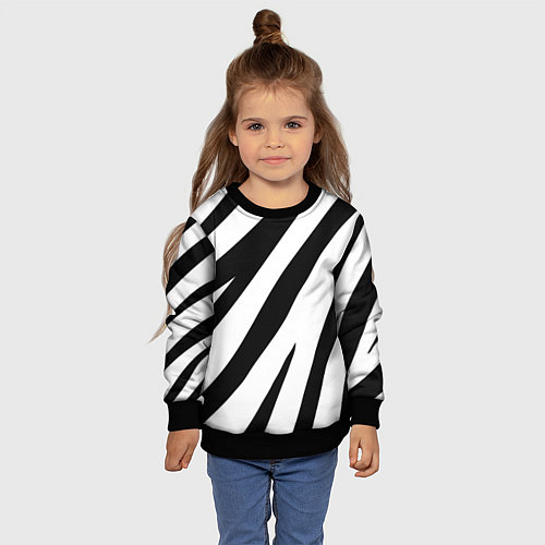 Детский свитшот Камуфляж зебры / 3D-Черный – фото 4