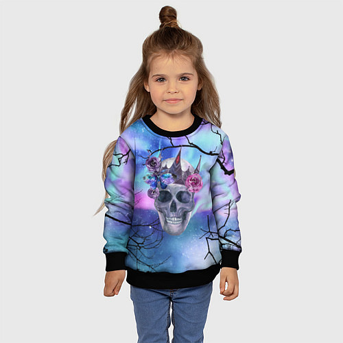 Детский свитшот Череп короля / 3D-Черный – фото 4