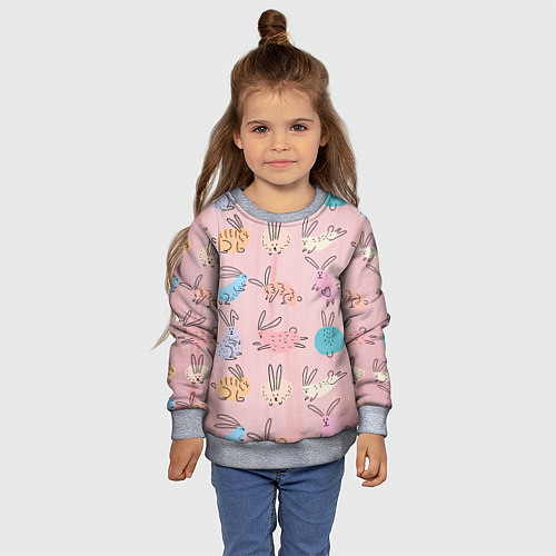 Детский свитшот Много кроликов / 3D-Меланж – фото 4