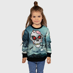 Свитшот детский Череп зомби, цвет: 3D-черный — фото 2