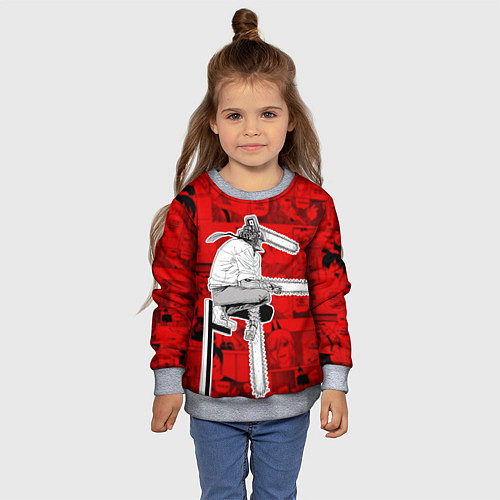 Детский свитшот Человек- бензопила : Кадры манги / 3D-Меланж – фото 4