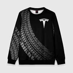 Свитшот детский Tesla tire tracks, цвет: 3D-черный
