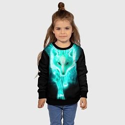 Свитшот детский Неоновый волк, цвет: 3D-черный — фото 2