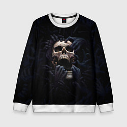 Свитшот детский Hands on skull, цвет: 3D-белый