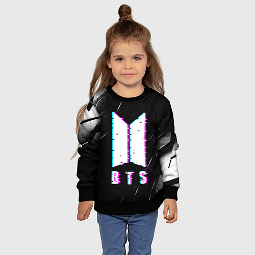 Детский свитшот BTS - Неоновый логотип / 3D-Черный – фото 4