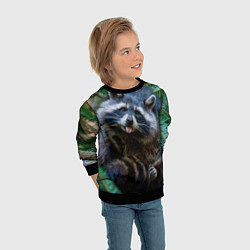 Свитшот детский Енот с языком, цвет: 3D-черный — фото 2