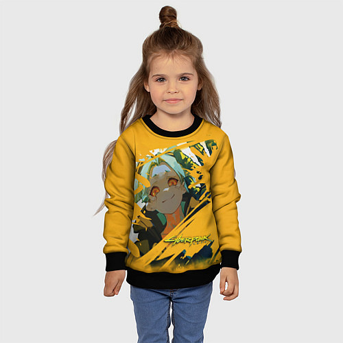 Детский свитшот Ребекка из Киберпанка / 3D-Черный – фото 4