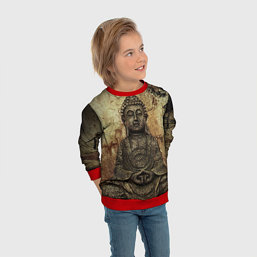 Детский свитшот Статуя Будды / 3D-Красный – фото 3