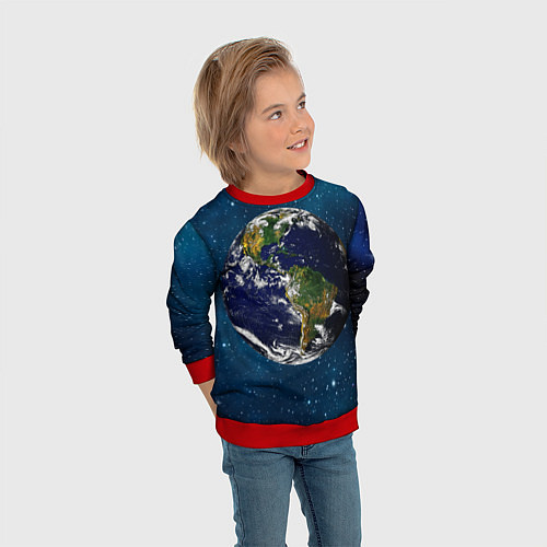 Детский свитшот Планета Земля / 3D-Красный – фото 3