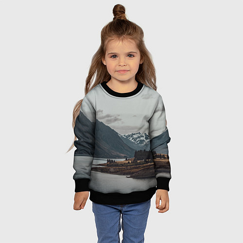 Детский свитшот Островoк на озере / 3D-Черный – фото 4