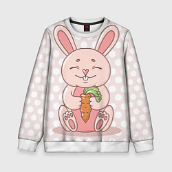 Свитшот детский Милый зайчик с морковкой, цвет: 3D-белый