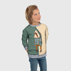 Свитшот детский Акула-моряк, цвет: 3D-меланж — фото 2