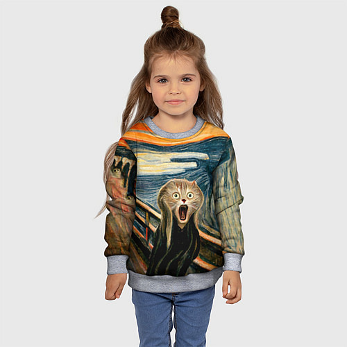 Детский свитшот Нейросеть - крик кота / 3D-Меланж – фото 4