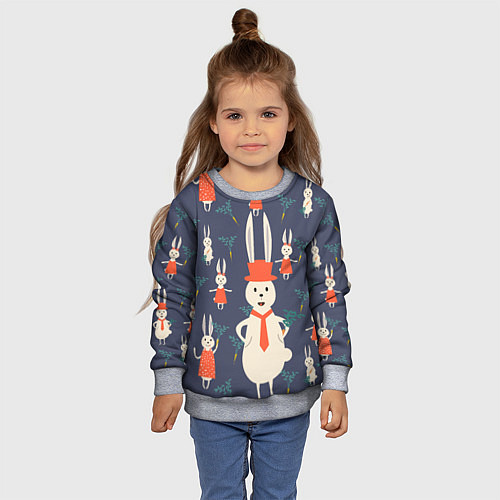 Детский свитшот Семья крольчат / 3D-Меланж – фото 4