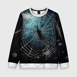 Свитшот детский Halloween - паутина на фоне мрачного неба, цвет: 3D-белый