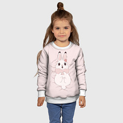 Свитшот детский Милый кролик на розовом, цвет: 3D-белый — фото 2