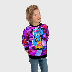 Свитшот детский DJ Scratchy in pink glasses, цвет: 3D-черный — фото 2