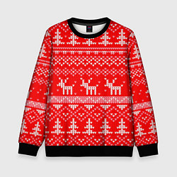 Детский свитшот Рождественский красный свитер с оленями