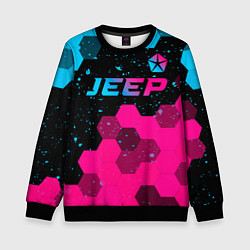 Свитшот детский Jeep - neon gradient: символ сверху, цвет: 3D-черный