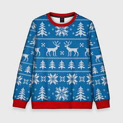Детский свитшот Рождественский синий свитер с оленями