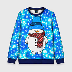 Свитшот детский Снеговик в шапке, цвет: 3D-синий