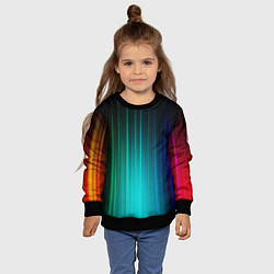 Свитшот детский Радужные неоновые свечения, цвет: 3D-черный — фото 2